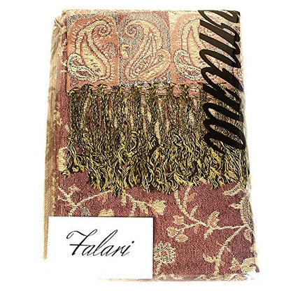Falari Women's Reversible Paisley Pashmina Shawl Wrap Scarf For Evening Dresses Festivals Any Occasions All Seasons 80"x27" - color: Style 1 - Pink