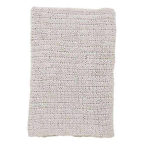 SARO LIFESTYLE TH312.I5060 Darcy Knitted Collection Single Line Cable Knit Cotton Throw Blanket, Ivory, 50" x 60"