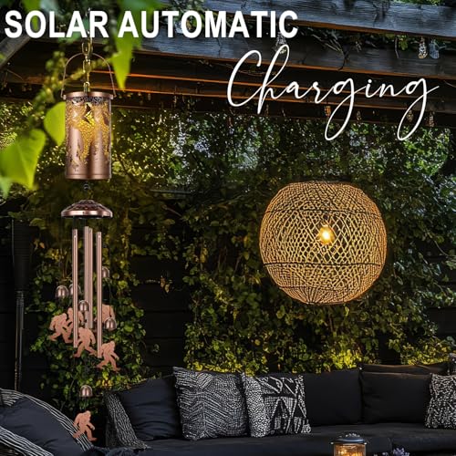 Retisee Bigfoot Solar Wind Chimes Outdoor Metal Sasquatch Gifts Solar Light for Holiday Lawn Porch Patio Garden Yard - style: Bigfoot