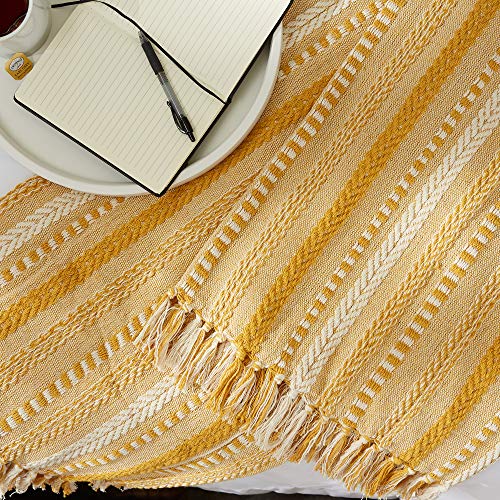 DII Braided Striped Throw, 50x60, Honey Gold - color: Honey Gold