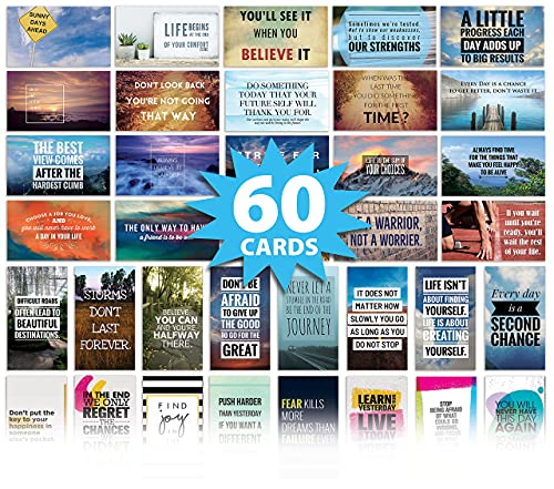 Better Office Products Motivation Inspiration Affirmation Cards, 60 Pack, 60 Unique Assorted Designs, Encouragement Card Deck, 2" x 3.5" (Business Card Size)