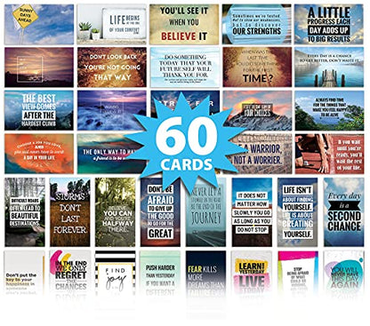Better Office Products Motivation Inspiration Affirmation Cards, 60 Pack, 60 Unique Assorted Designs, Encouragement Card Deck, 2" x 3.5" (Business Card Size)