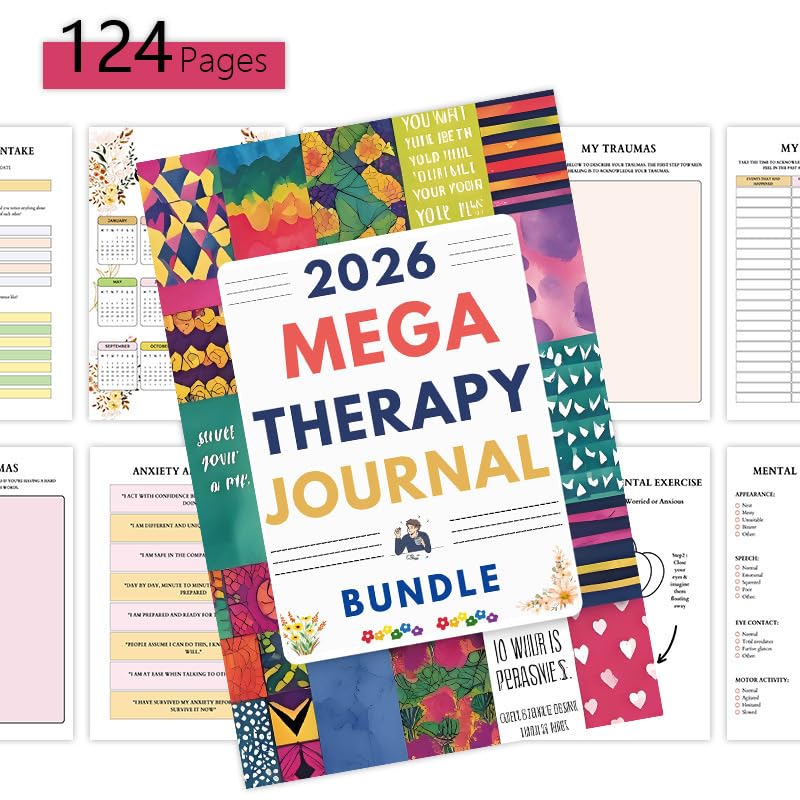 NDEMl 2026 MEGA THERAPY JOURNAL, a notebook to relieve anxiety and mindfulness, better manage your emotions, including calendar and weekly daily manager