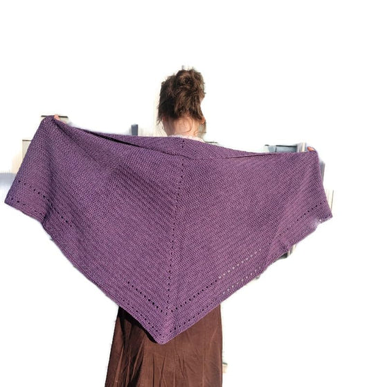 Triangle Shawl Wrap, Lavender Purple, Alpaca & Wool, Hand Crochet Prayer Shawl, Rustic Texture