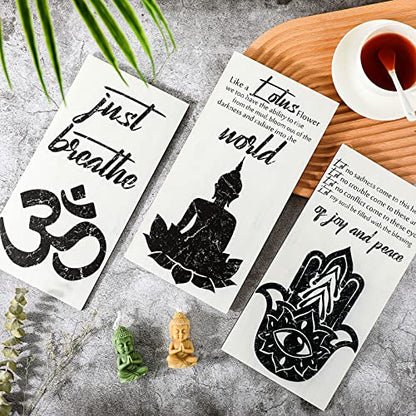 Blulu 3 Pcs Buddha Wall Art Spiritual Buddha Quotes Wall Decor Meditation Zen Wooden Hanging Sign Decor for Meditation Room Home Yoga Living Room Bedroom Office Buddhist Decorations
