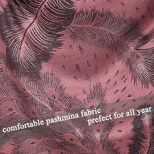 Pashmina Shawl Wrap with Ethnic Paisley Two Tone Jacquard Scarf for Women - color: Feather-powder Pink