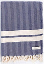 Bersuse 100% Cotton Herringbone XL Throw Blanket for Couch - 100% Cotton Lightweight Durable Throw Blanket, Big Blanket for Sensitive Skin, Decorative and Versatile - 63x94 Inches, Dark Blue