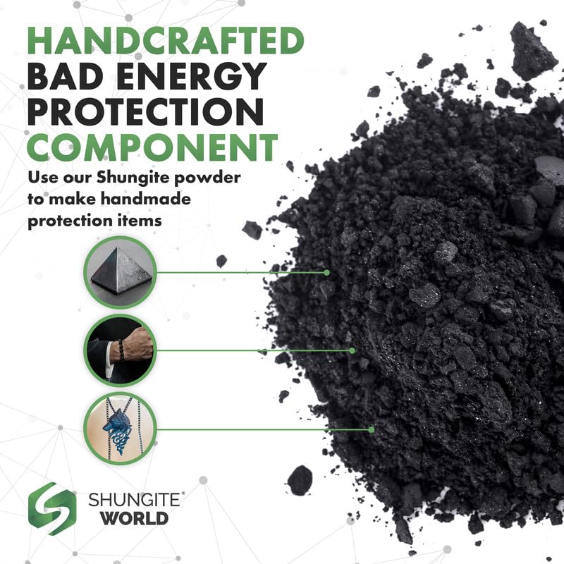 Shungite World 8 oz Fine Shungite Powder from Real Shungite Stones for Shungite Pyramid Mold, Orgone Pyramid Resin Mold Shungite Bracelet Necklace Resin Jewelry Shungite Paint and More (1 Pack) - size: 8 oz / 1 Pack