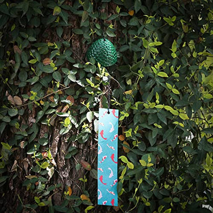 Japanese Wind Chime Cast-Iron Outdoor Ornament for Garden, Patio & Balcony, Hanging Metal Wind-Bell Decoration Gift, Blessing Pendant Windchimes & PVC Wind-Catcher, Big Pine Cone