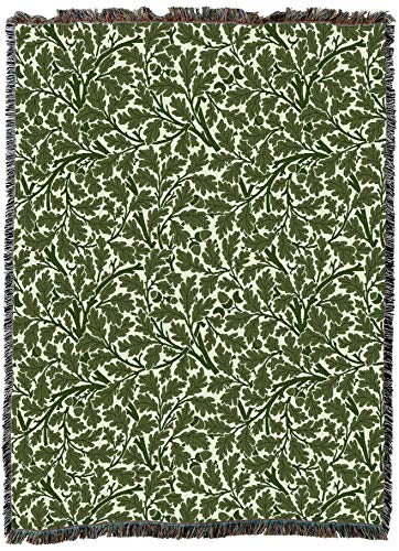 Pure Country Weavers William Morris Oak Tree Green Blanket - Arts & Crafts - Gift Tapestry Throw Woven from Cotton - Made in the USA (72x54) - color: Green, size: Large