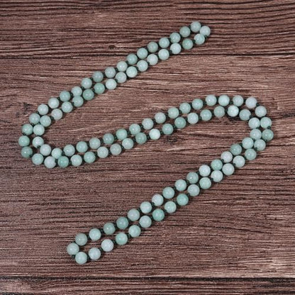 Beaded Necklace Hand Knotted for Woman - color: Burmese Jade 1