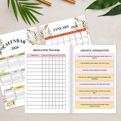 NDEMl 2026 MEGA THERAPY JOURNAL, a notebook to relieve anxiety and mindfulness, better manage your emotions, including calendar and weekly daily manager