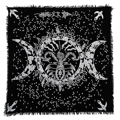 Indian Consigners Altar Cloth Triple Moon Goddess Silver Witchcraft Alter Tarot Spread Top Cloth Wiccan Square Spiritual 18 by 18 Sacred(Triple Moon Goddess Silver Gold) - color: Triple Moon Goddess Silver