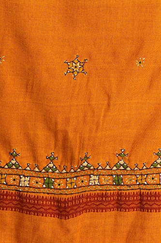 Exotic India Women's Pure Wool Shawl from Kutch with Central Embroidered Chakra and Mirrors Ethnic Design Stole, Scarves