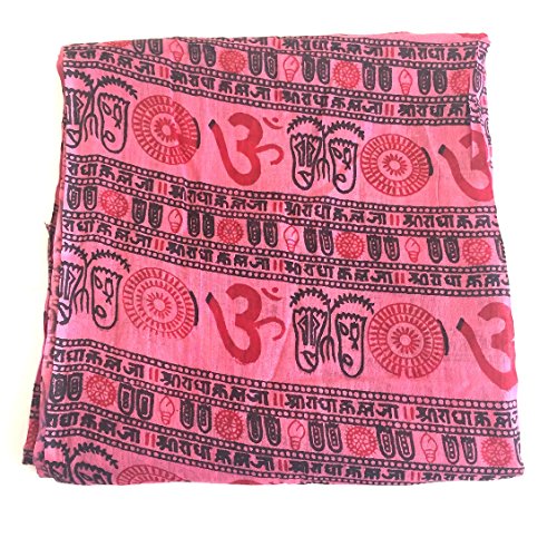 OMA Large Om Scarf Wrap Hand Block Printed Shawl For Yoga Meditation BRAND - color: Pink