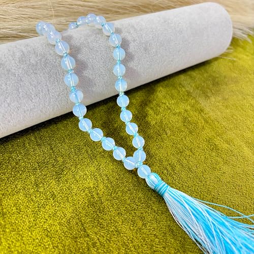 Certified Opalite 108 Beads meditation mala Jaap Mala Knotted Prayer Necklace, 108 Beads Mala Necklace For Yoga, Heart Chakra Necklace