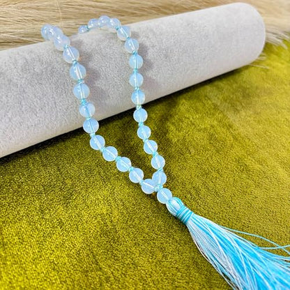 Certified Opalite 108 Beads meditation mala Jaap Mala Knotted Prayer Necklace, 108 Beads Mala Necklace For Yoga, Heart Chakra Necklace