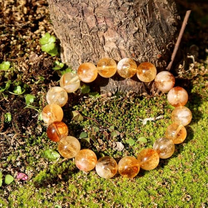 Natural Handmade Healing Chakra Bracelet - color: 10mm-Yellow Tower-FOR 7-8 INCH WRIST