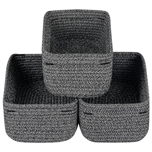 CubesLand Mixed Black Baskets Bins for Organizing,Small Woven Storage Baskets for Shelves,Cute Closet Cube Bins Set 3,Baby Nursery Cube Organizer Toys Basket Bin,Home Decor Organization Bins - color: Mixed Black, size: 3pcs-small basket