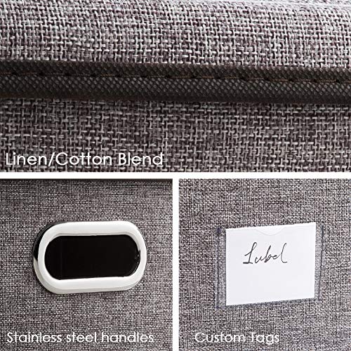 Extra Large Collapsible Storage Bins with Lids [5-Pack] Linen Fabric Foldable Storage Baskets Boxes Organizer Containers Cube with Cover for Bedroom Closet Office Nursery (22.8x15.75x13.8)