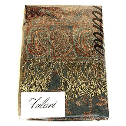 Falari Women's Reversible Paisley Pashmina Shawl Wrap Scarf For Evening Dresses Festivals Any Occasions All Seasons 80"x27" - color: Style 1 - Cyan
