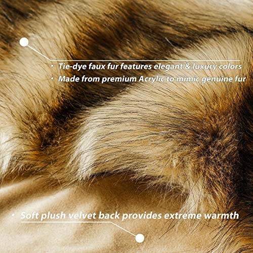 BATTILO HOME Golden Faux Fur Throw Blanket for Couch Sofa, Long Pile Fur Blankets and Throws, Elegant, Fluffy Thick Warm Heavyweight Fur Blanket Reversible to Plush Velvet, 50"x60" - color: Ochre, size: 50"x60"