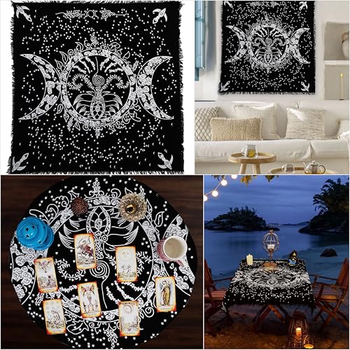 Indian Consigners Altar Cloth Triple Moon Goddess Silver Witchcraft Tarot Spread 36x36 inches Table Cloth Alter Wiccan (Special Triple Goddess Moon Silver) - color: Special Triple Goddess Moon Silver