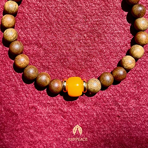 HAPPEACE Elastic Bracelets for Small Wrists - 6mm Verawood Beads and Ancient Glass Beads