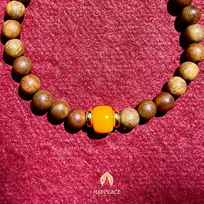 HAPPEACE Elastic Bracelets for Small Wrists - 6mm Verawood Beads and Ancient Glass Beads