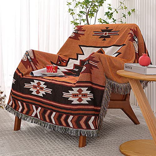 Hopstar Aztec Throw Blanket Navajo Indian Blankets and Throws Boho Western Decor Couch Cover Blanket for Bed Sofa Living Room Beach Travel 51"x63" - color: Brown, size: 51"x63"