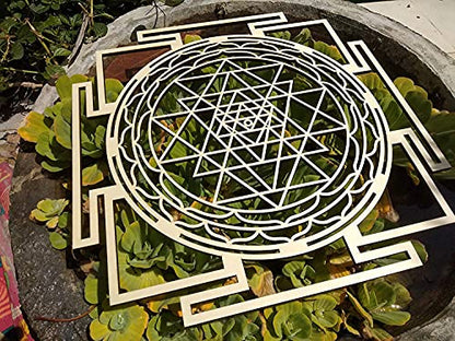 ZenVizion 13.5" Sri Yantra Wall Decor Mandala, Sacred Geometry Wall Art Yoga Decor, Grystal Grid, Wooden Art Symbol, Meditation Decor, Spiritual Decor