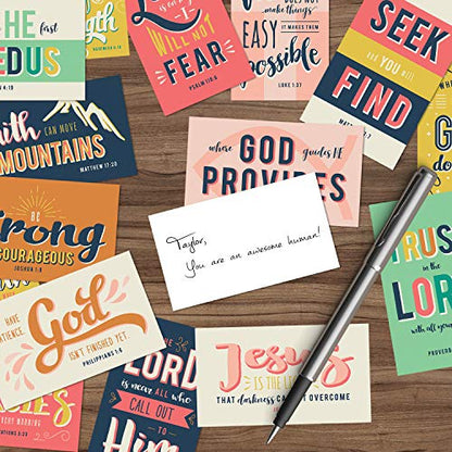 Canopy Street Religious Motivational Quote Cards / 2" x 3.5" Flat Business Card Size / 50 Positivity Cards / 25 Uplifting Christian Designs - color: Religious
