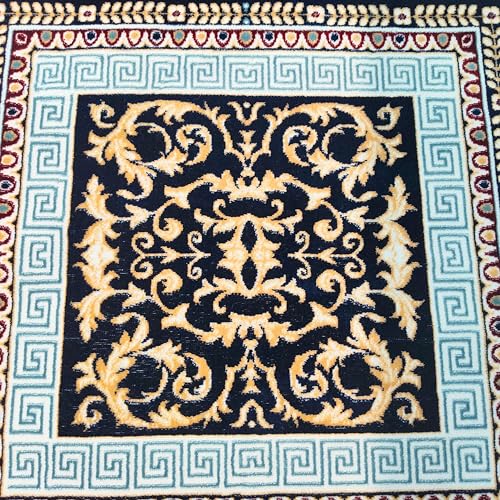 Pooja Aasan Blue 24 Inch Soft Woolen Velvet Cloth Mat for Puja Temple Altar | Decorative Embroidered Puja Aasan for God Idol, Mandir & Festivals | Soft Religious Mat for Home Temple & Spiritual Use