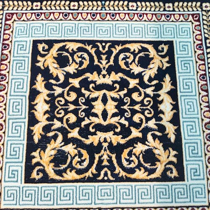 Pooja Aasan Blue 24 Inch Soft Woolen Velvet Cloth Mat for Puja Temple Altar | Decorative Embroidered Puja Aasan for God Idol, Mandir & Festivals | Soft Religious Mat for Home Temple & Spiritual Use