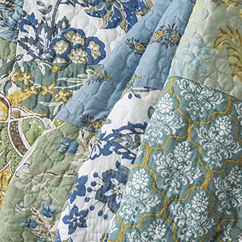 NEWLAKE Cotton Quilted Throw Blanket for Bed Couch Sofa, Reversible Matelasse Blanket with Real Stitched Embroidery,Green Farmhouse Garden,60X78 Inch - color: Green