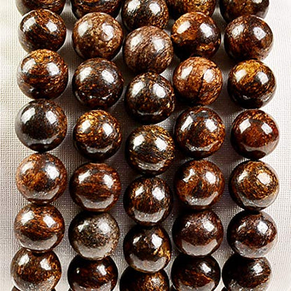 MASSIVE BEADS Natural Healing Power Gemstone Crystal Beads Unisex Adjustable Macrame Bracelets - color: Bronzite, size: 8mm