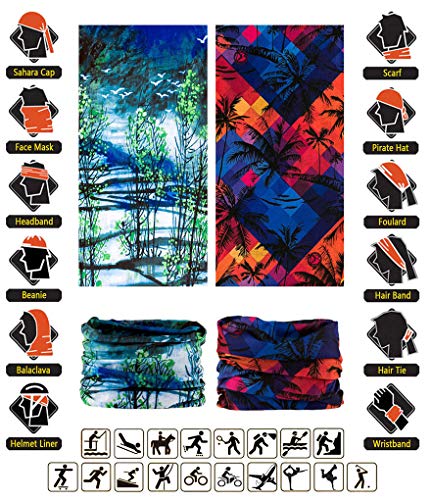 Headband Neck Gaiter Head Wrap Headwear Face Mask Magic Scarf Bandana for Men and Women - color: 6pc.jungle Series