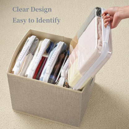 6-Pack Clear Bag Hard Shell Zipper Case with Handle, 1.3mm Thick Rigid Pouch for Craft Organizers and Storage, Large 12.6" Square Containers for Board Games, Puzzles & Toys - size: 6 Handle XL