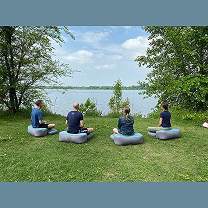 ZENGO Modern Comfort Inflatable Meditation and Yoga Cushion Set Seat (Zafu) + Mat (Zabuton)⎟ Yoga Bolsters - Two Sizes⎟ Includes Multi-Use Inflator ⎟ Indoor and Outdoor Use⎟Low Seat [3.5”-7”] - size: Low Seat [7”]