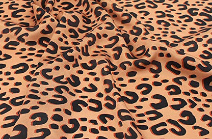 ANDANTINO 100% Mulberry Silk Square Scarf for Hair-25.6" X25.6'' Women Men Natural Silk Neckerchief Digital Printed Headscarf - color: Brown Cheetah Print
