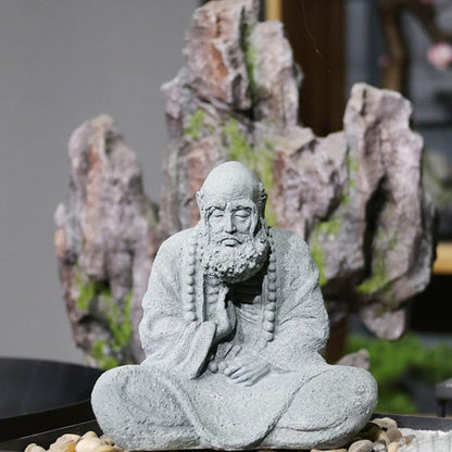 Buddha Statue Ornament Chinese Style Sculpture Garden Decor Sandstone Zen Home