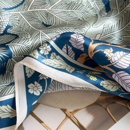 ANDANTINO 100% Pure Mulberry Silk Scarf 35" Large Square Lightweight Headscarf –Women’s Hair Wraps-With Gift Packed - color: Green&blue