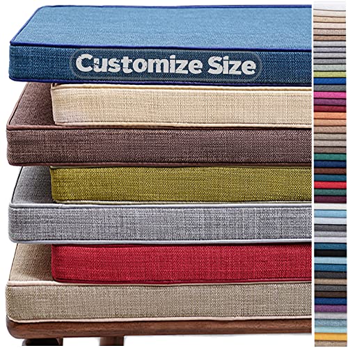 Cushion Custom Size for Bench, Customize Cushion for Indoor Outdoor Patio Furniture Window Seat, Linen Cover with Zipper and 45D High-Resilience Foam Insert (Custom Colors) - color: Other Colors