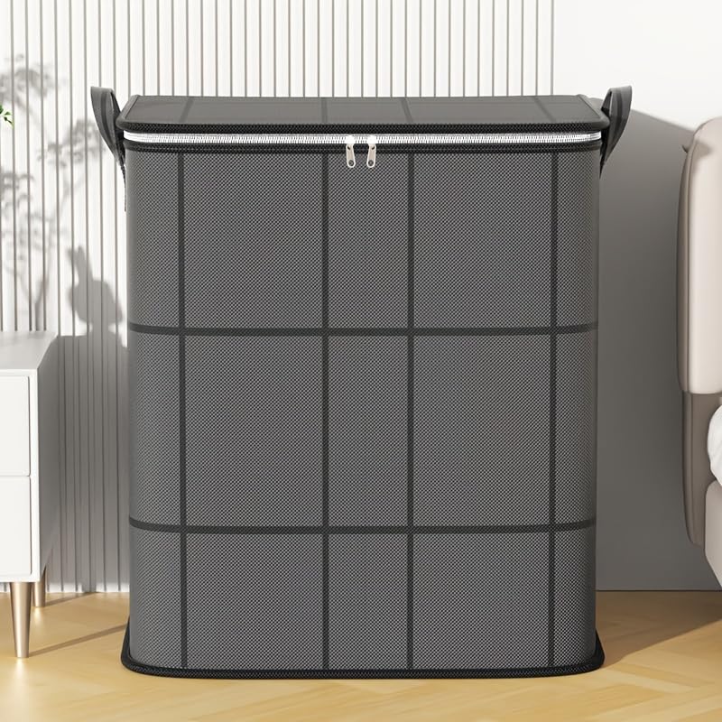 Foldable Wardrobe Storage Bag, Large Capacity Storage Box, Household Double Zipper with Handle Clothing and Quilt Organizer Bag, Suitable for Moving, Travel, Storage Basket