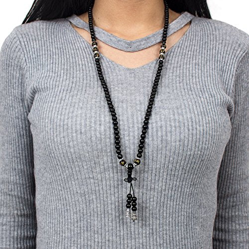 6mm 108 Mala Beads Bracelet Meditation Necklace Obsidian Beaded Prayer Buddhist Healing Stone Tiger Eye Jewelry - color: Om Mani Padme Hum