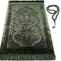 Modefa Luxury Velvet Prayer Rug with Prayer Beads | Soft Elegant Muslim Turkish Janamaz Sajada Carpet for Men and Women | Plain Solid Prayer Mat Ramadan Eid Gift - Paisley (Dark Green) - color: Dark Green