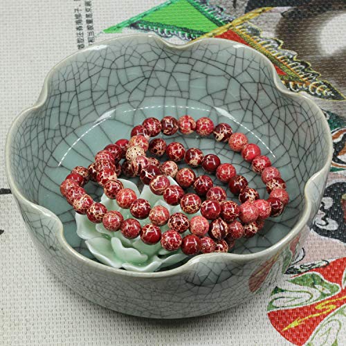 Keleny Gem Semi Precious Gemstones 8mm Natural Stone Round Beads Crystal Stretch Bracelets 7 Inch Unisex - color: 8mm Dyed Red Sea Sediment Jasper