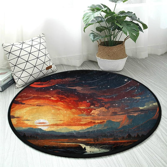 3ft Comet Across The Starry Sky Round Area Rug Washable Non-Slip Soft Ideal for Kitchen Living Room Bedroom Bathroom - color: Color-2, size: 3' (Round)