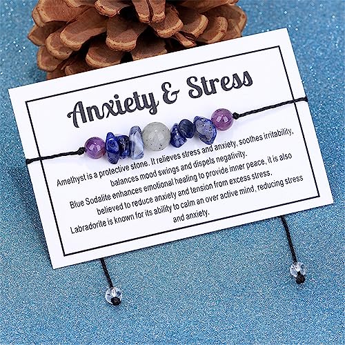 Chakra Crystal Tiger Eye Bead Bracelet with Wish Card for Women Adjustable Spiritual Stone Braide String Bracelet Yoga Meditation Jewelry Gift