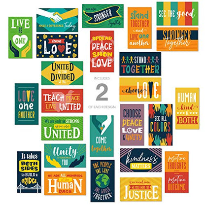 Unity Mini Note Cards / 50 Peace And Kindness Cards / 25 United Designs / 2" x 3.5" Inspirational Flat Mini Business Card Sized Notes/Made In The USA - color: Unity